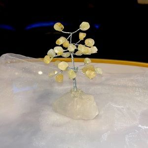 White Crystal Quartz and Yellow Citrine Crystal Tree